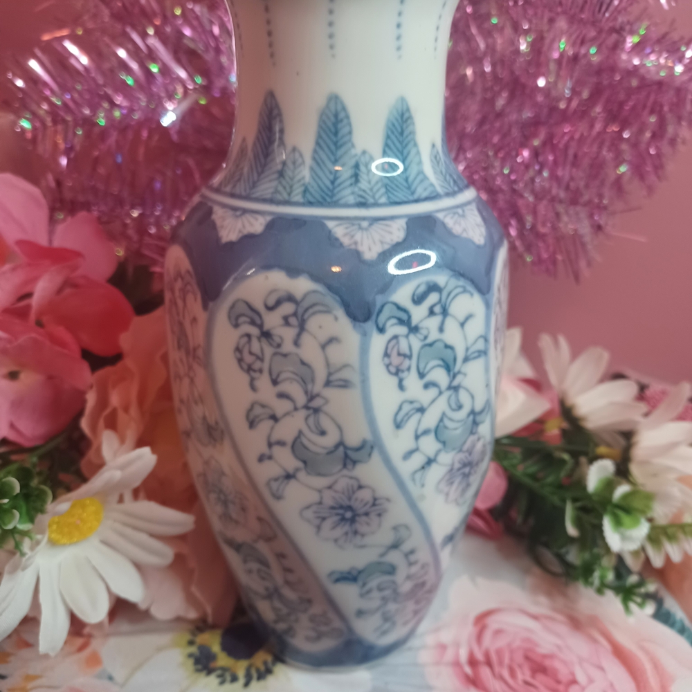 Elegant Blue and White Floral Vase